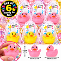 “Whatever” Pink Yellow Rubber Duck Gift Set of 6 | 2 Inch Ducks with Organza Bags & Ducked Cards | Ready to Gift & Hide | Duck Exchange Favors