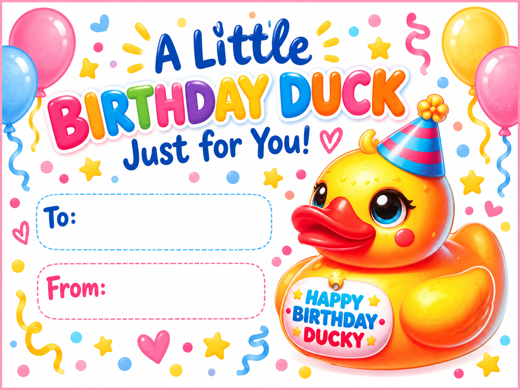 Birthday Duck Keychain Gift Set, Happy Birthday Ducky Keychain, Duck Lover Birthday Gift, Party Favor, Gift Bag With Card
