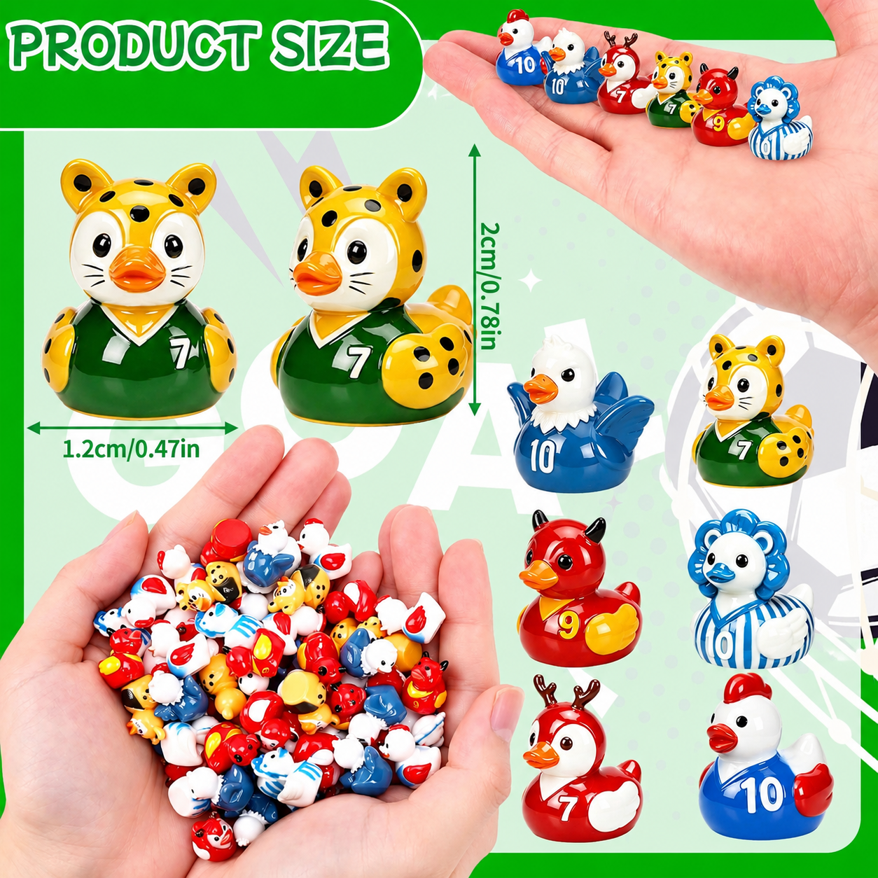 Mini Resin Ducks – Soccer World Cup Duck Set of 6, Sports Theme Tiny Resin Duck Figurines, Football Party Favors, Collectible Mini Ducks, Team Gifts, Cake Toppers, Fairy Garden Decor