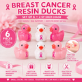 Mini Resin Breast Cancer Awareness Ducks – Set of 6 Tiny Pink Ribbon Duck Figurines, Miniature Resin Ducks, Breast Cancer Party Favors, Survivor Gifts, Fundraiser Decorations, Fairy Garden & DIY Crafts