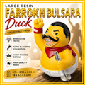 Large Resin Farrokh Bulsara Duck Figurine – Rhinestone Teeth Collectible Statue – Hand-Painted Resin Duck – Music Inspired Decor – 3.15 Inch Gift