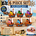 6 Piece Mini Resin Pirate Duck Boats – Cruise Duck & Jeep Duck Hiding Set – Tiny Pirate Boat Duck Figurines – Party Favors – Optional Magnets