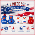 Customize with or Without Magnets – 5 Piece Patriotic Mini Resin Ducks Set, USA Independence Day Ducks, Fourth of July Mini Ducks, Freedom Duck Figurines, Cruise Ducks, Tiered Tray Decor, Party Favors