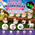 Customize with or Without Magnets – 5 Piece Glow in the Dark Mini Resin Unicorn Ducks Set, Luminous Unicorn Duck Figurines, Fairy Garden Miniatures, Cruise Ducks, Party Favors, Collectible Gifts