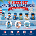 Customize with or Without Magnets – 6 Piece Mini Resin Nautical Sailor Ducks Set, Cruise Duck Figurines, Captain & Sailor Ducks, Beach Theme Party Favors, Fairy Garden Miniatures