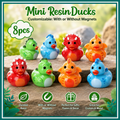 Customizable With or Without Magnets – Set of 8 Mini Resin Dinosaur Ducks, Tiny Dino Duck Figurines, Miniature Dinosaur Duck Party Favors, Fairy Garden Decor, Cruise Ducks, Jeep Ducks, Desk Decorations, Gift Set