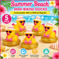 Customizable With or Without Magnets – Set of 5 Summer Beach Mini Bikini Ducks, Tiny Resin Hawaii Duck Figurines, Miniature Pool Float Duckies, Luau Party Favors, Fairy Garden Decor, Cruise Ducks, Jeep Ducks