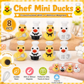 Customizable With or Without Magnets – Set of 8 Mini Resin Chef Ducks, Tiny Baker Duck Figurines, Miniature Cooking Duck Set, Kitchen Decor, Party Favors, Cruise Ducks, Jeep Ducks, Collectible Duck Gift