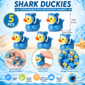 Customizable With or Without Magnets – Set of 5 Mini Resin Shark Ducks, Tiny Shark Costume Duck Figurines, Miniature Ocean Duckies, Beach Party Favors, Cruise Ducks, Jeep Ducks, Fairy Garden Decor