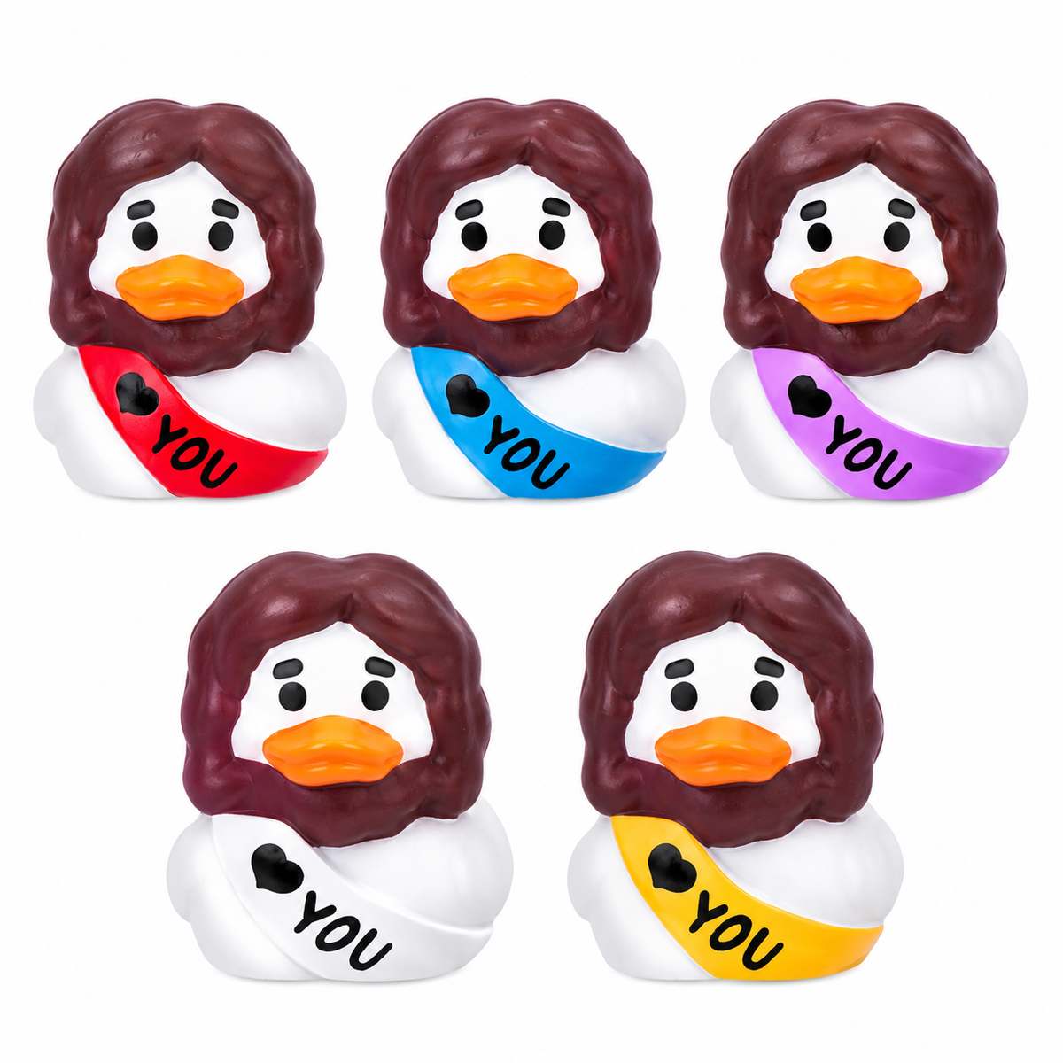 Set of 5, Religious Jesus Themed Mini Resin Ducks, Magnetic or Non-Magnetic, Optional Personalized Duck Hiding Tags