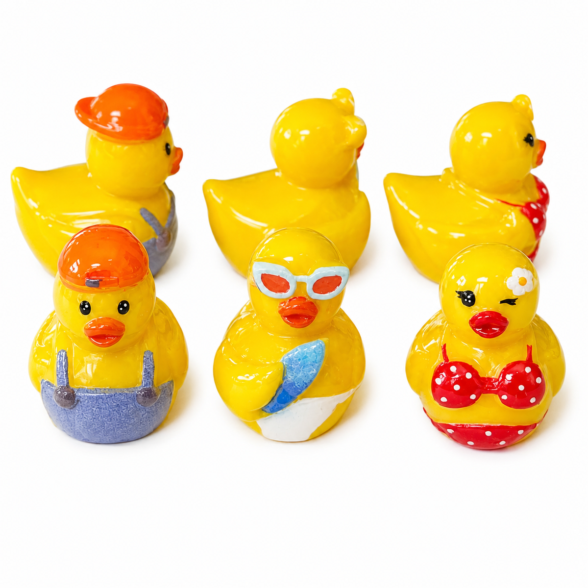 Set of 6, Beach Themed Mini Resin Ducks, Magnetic or Non-Magnetic, Optional Personalized Duck Hiding Tags