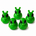 Set of 5, Green Alien Themed Mini Resin Ducks, Magnetic or Non-Magnetic, Optional Personalized Duck Hiding Tags