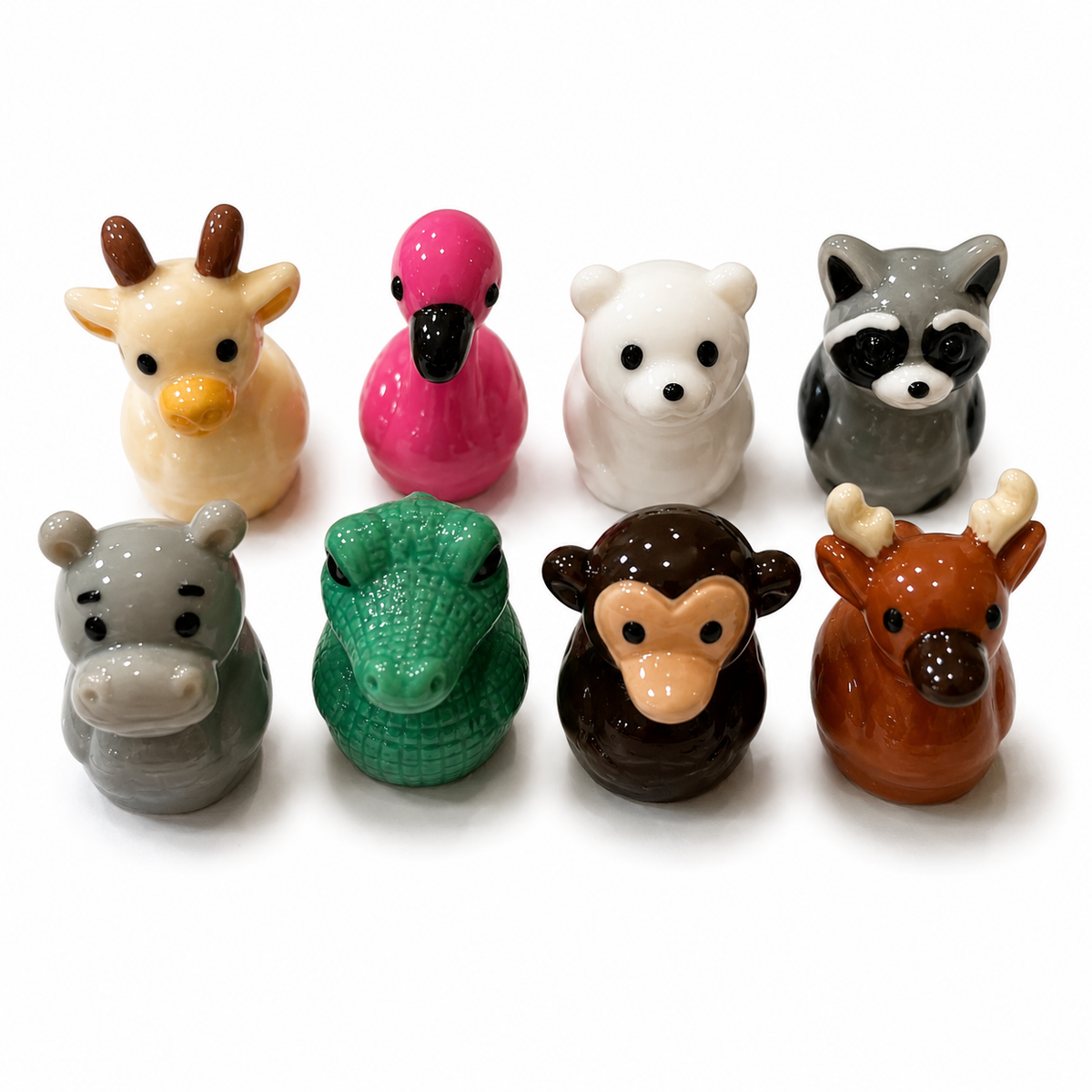 Set of 8, Mixed Animal (Set 1) Themed Mini Resin Ducks, Magnetic or Non-Magnetic, Optional Personalized Duck Hiding Tags