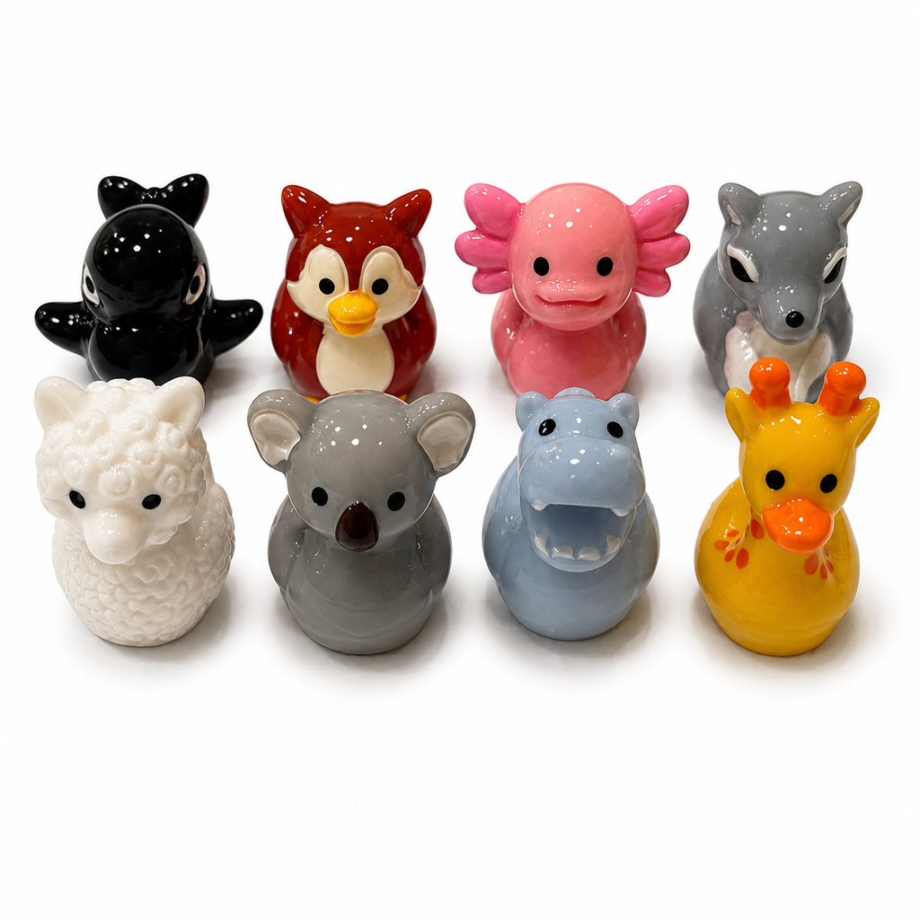 Set of 8, Mixed Animal (Set 2) Themed Mini Resin Ducks, Magnetic or Non-Magnetic, Optional Personalized Duck Hiding Tags