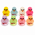 Set of 8, Glow-in-the-Dark “I Love You” Sunglasses Themed Mini Resin Ducks, Magnetic or Non-Magnetic, Optional Personalized Duck Hiding Tags