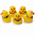 Set of 5, Hawaiian Lei Themed Mini Resin Ducks, Magnetic or Non-Magnetic, Optional Personalized Duck Hiding Tags