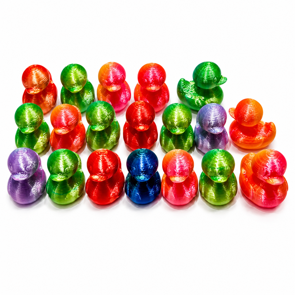 Set of 20, 3D Printed (assorted colors) Themed Mini Resin Ducks, Magnetic or Non-Magnetic, Optional Personalized Duck Hiding Tags