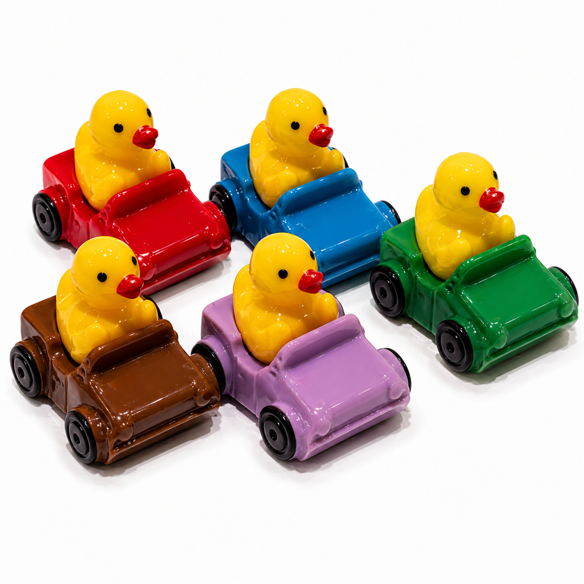 Set of 5, Ducks in Cars/Jeeps Themed Mini Resin Ducks, Magnetic or Non-Magnetic, Optional Personalized Duck Hiding Tags
