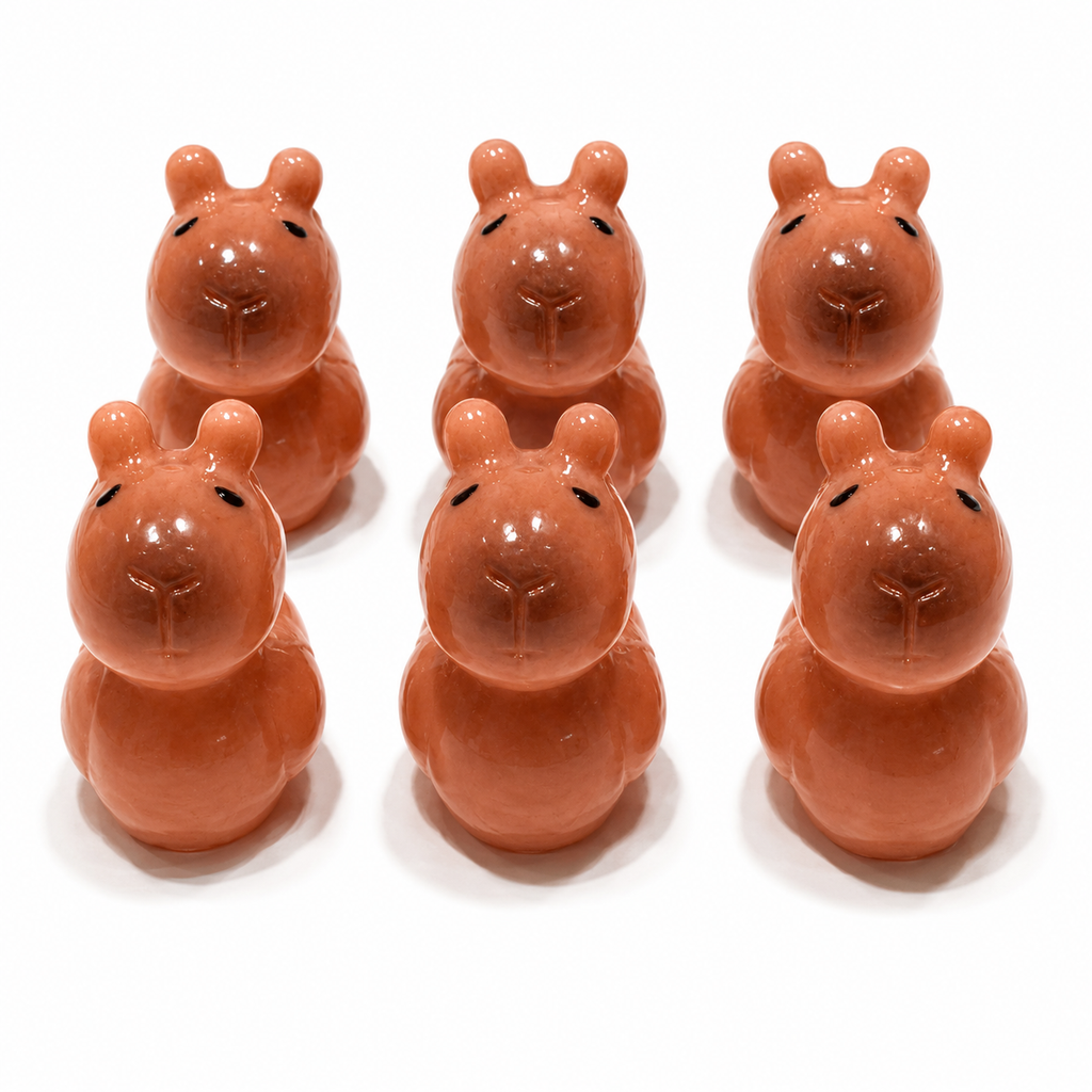 Set of 6, Capybara Themed Mini Resin Ducks, Magnetic or Non-Magnetic, Optional Personalized Duck Hiding Tags