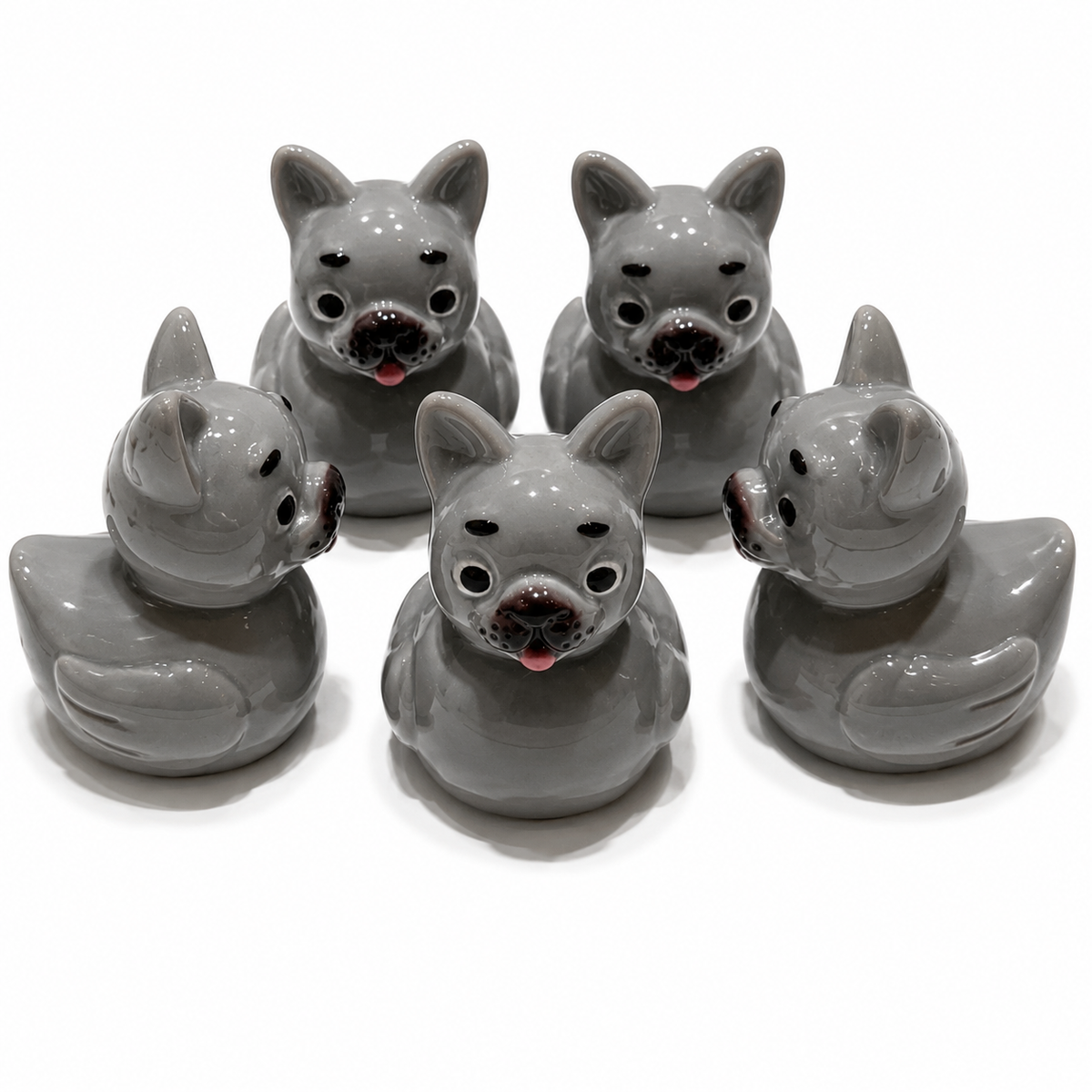 Set of 5, French Bulldog Themed Mini Resin Ducks, Magnetic or Non-Magnetic, Optional Personalized Duck Hiding Tags