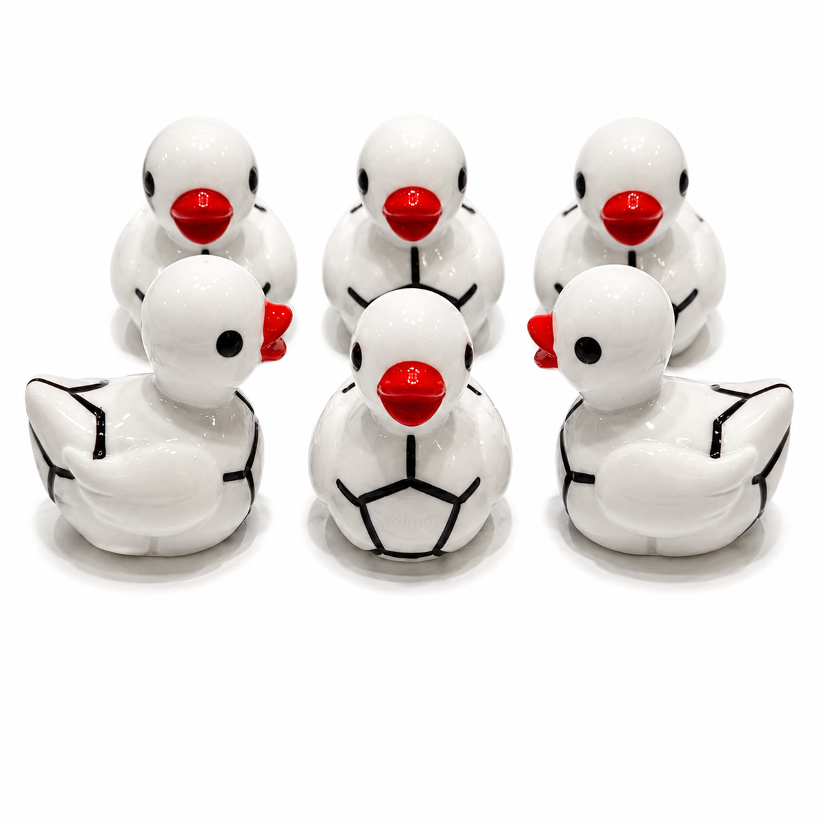 Set of 6, Soccer Ball Themed Mini Resin Ducks, Magnetic or Non-Magnetic, Optional Personalized Duck Hiding Tags