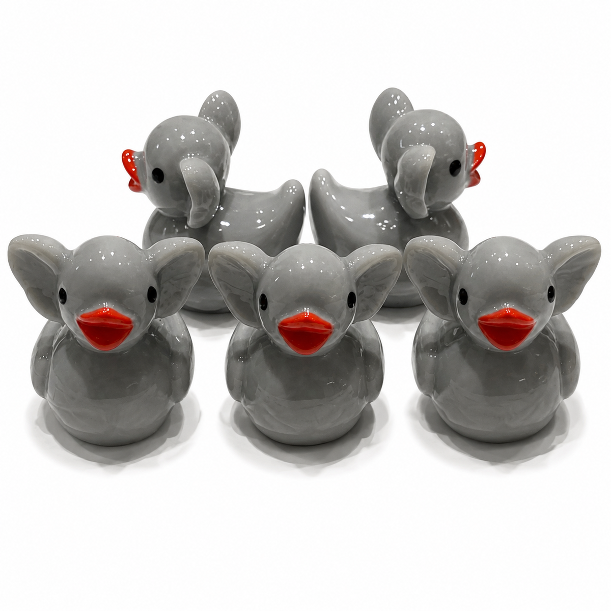 Set of 5, Elephant Themed Mini Resin Ducks, Magnetic or Non-Magnetic, Optional Personalized Duck Hiding Tags