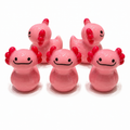 Set of 5, Pink Solid Axolotl Themed Mini Resin Ducks, Magnetic or Non-Magnetic, Optional Personalized Duck Hiding Tags
