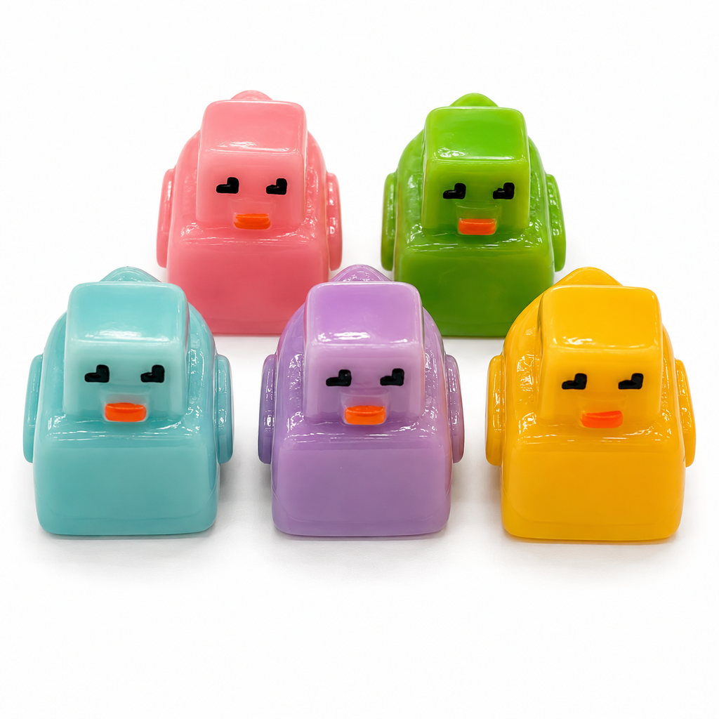 Set of 5, Pixel Block Themed Mini Resin Ducks, Magnetic or Non-Magnetic, Optional Personalized Duck Hiding Tags
