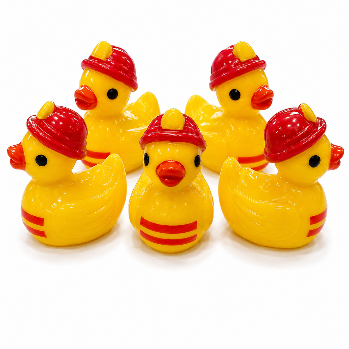Set of 5, Fireman Themed Mini Resin Ducks, Magnetic or Non-Magnetic, Optional Personalized Duck Hiding Tags