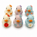 Set of 6, Floral Themed Mini Resin Ducks, Magnetic or Non-Magnetic, Optional Personalized Duck Hiding Tags