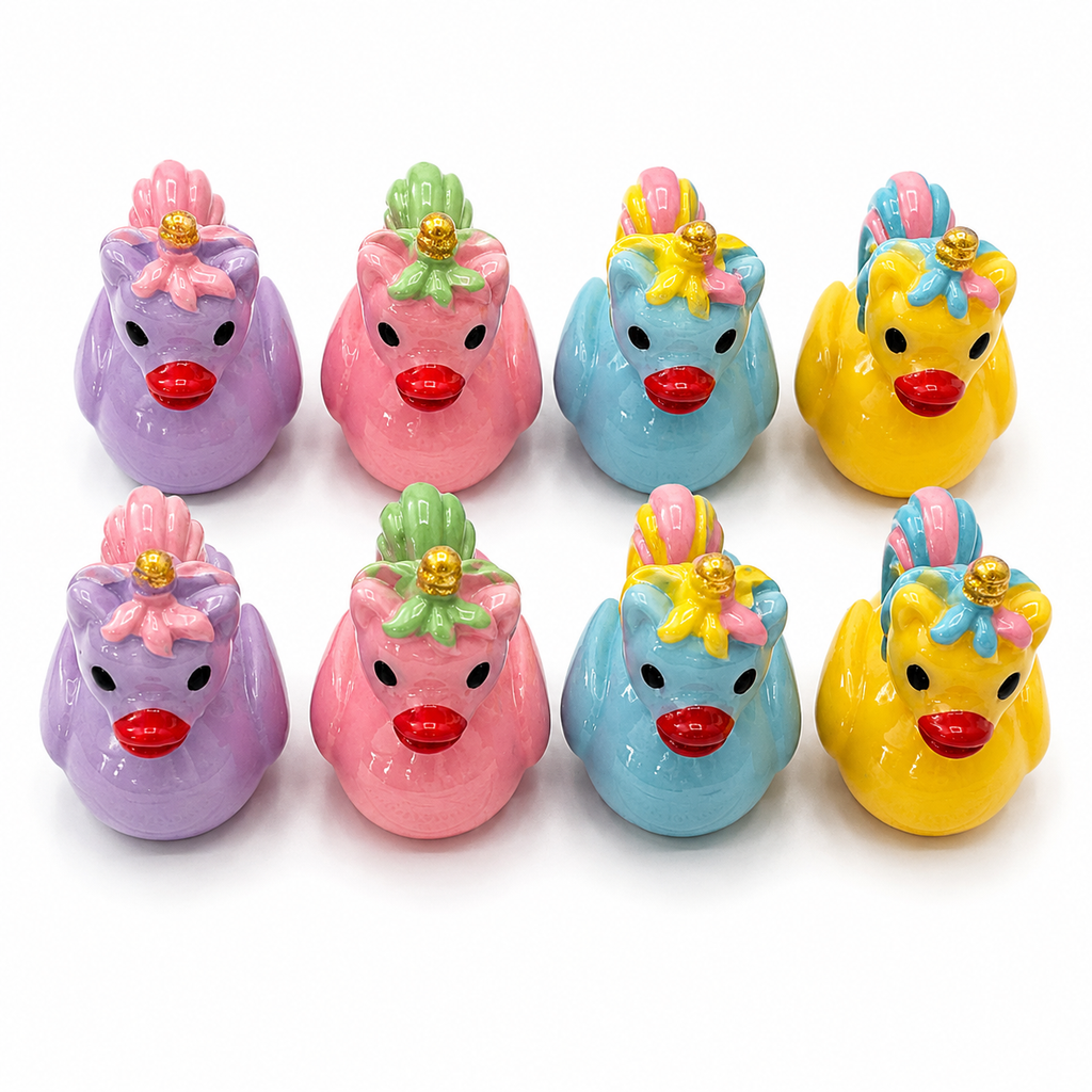 Set of 8, Colorful Unicorn Themed Mini Resin Ducks, Magnetic or Non-Magnetic, Optional Personalized Duck Hiding Tags