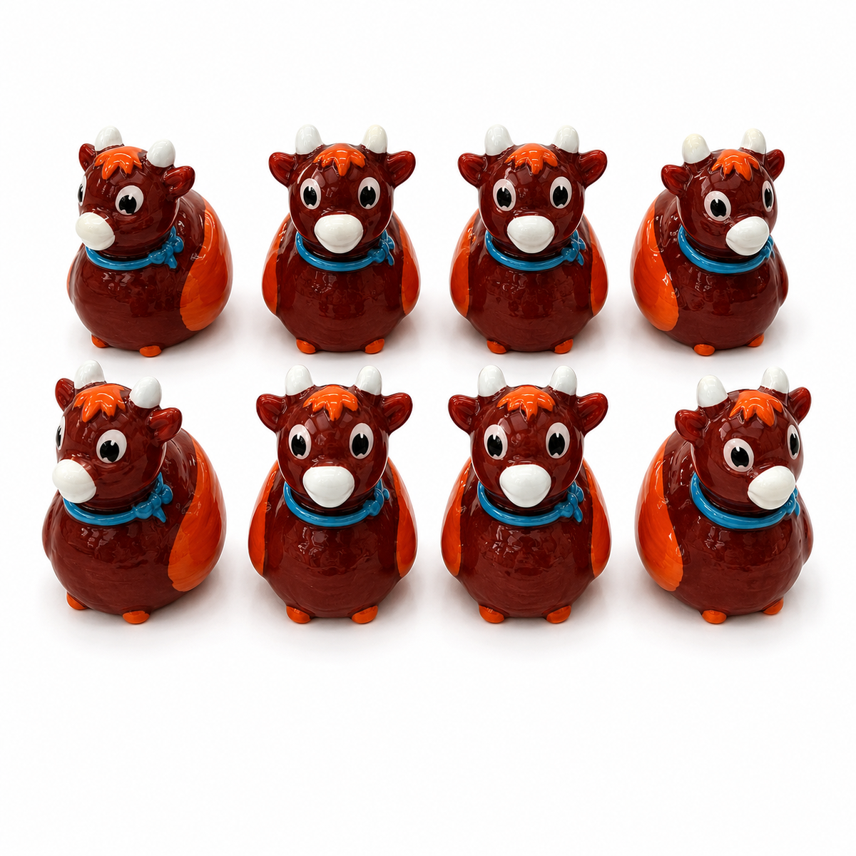 Set of 8, Highland Cow Themed Mini Resin Ducks, Magnetic or Non-Magnetic, Optional Personalized Duck Hiding Tags
