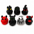Set of 7, Spooky Halloween (Set 3) Themed Mini Resin Ducks, Magnetic or Non-Magnetic, Optional Personalized Duck Hiding Tags