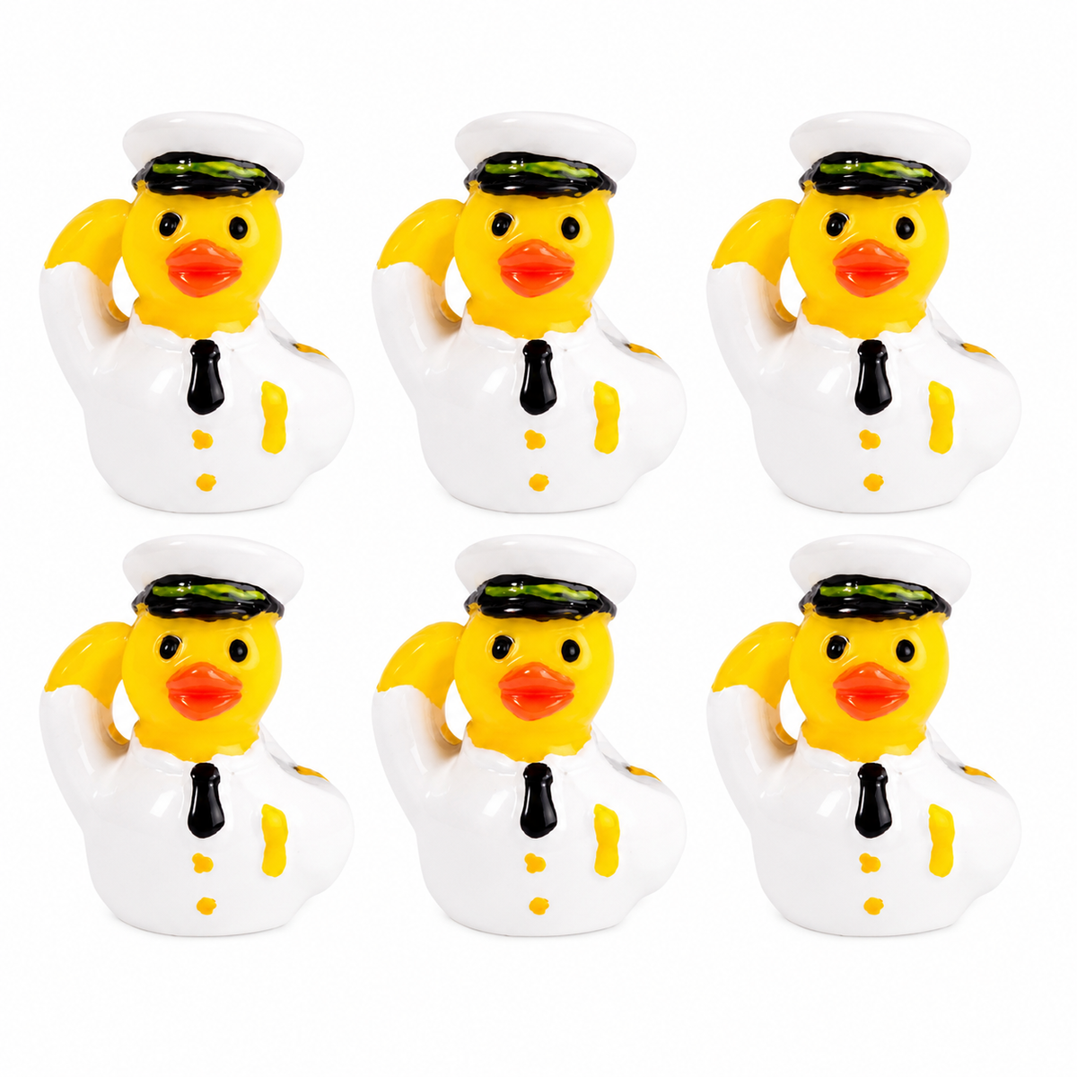 Set of 6, Navy Military Themed Mini Resin Ducks, Magnetic or Non-Magnetic, Optional Personalized Duck Hiding Tags