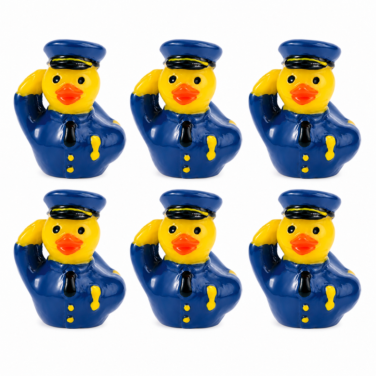 Set of 6, Police Air Force Military Themed Mini Resin Ducks, Magnetic or Non-Magnetic, Optional Personalized Duck Hiding Tags