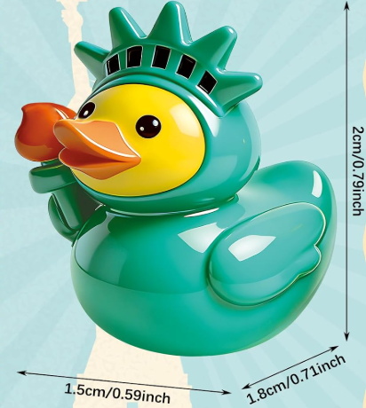 Set of 5, Statue of Liberty Themed Mini Resin Ducks, Magnetic or Non-Magnetic, Optional Personalized Duck Hiding Tags