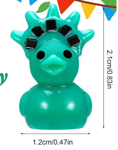 Set of 5, Green Statue of Liberty Themed Mini Resin Ducks, Magnetic or Non-Magnetic, Optional Personalized Duck Hiding Tags