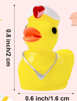 Set of 5, Yellow Nurse Themed Mini Resin Ducks, Magnetic or Non-Magnetic, Optional Personalized Duck Hiding Tags