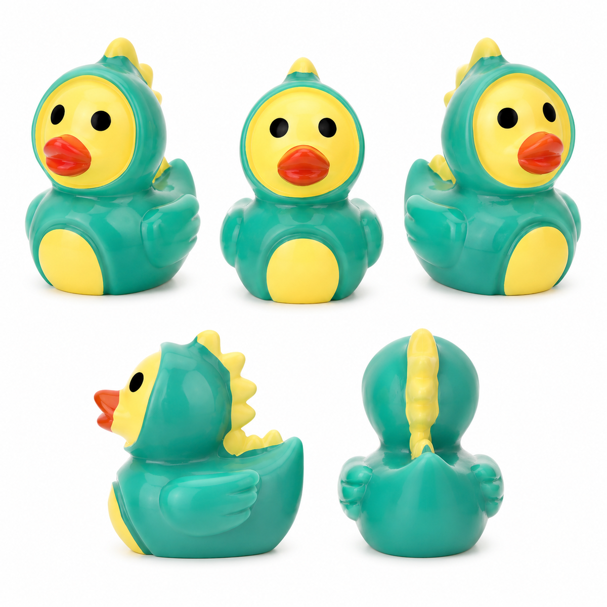 Set of 5, Dinosaur Costume Themed Mini Resin Ducks, Magnetic or Non-Magnetic, Optional Personalized Duck Hiding Tags