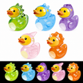 Set of 5, Glow-in-the-Dark Dinosaur Themed Mini Resin Ducks, Magnetic or Non-Magnetic, Optional Personalized Duck Hiding Tags