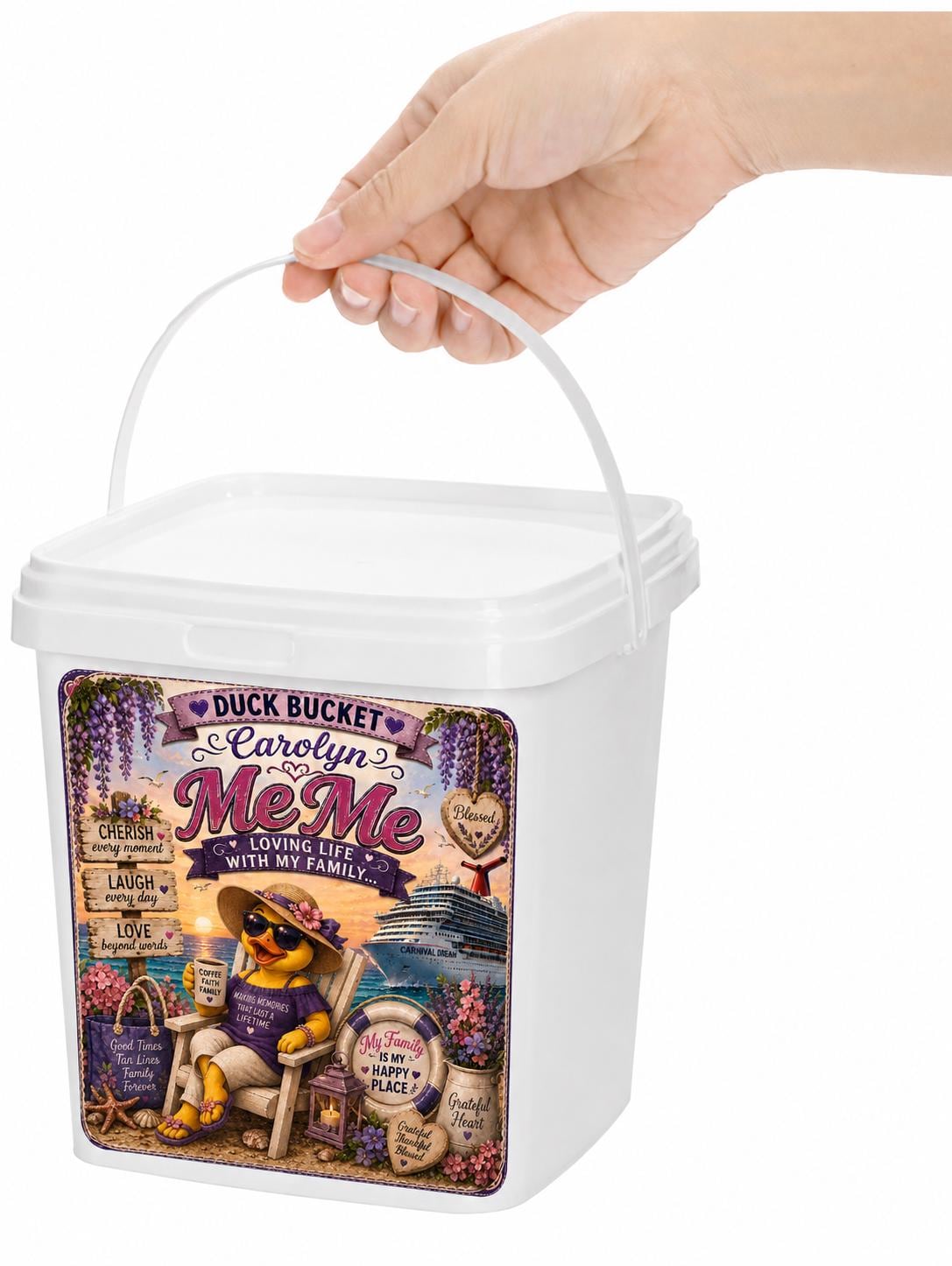 Personalized Duck Bucket for Cruise or Jeep Ducking | Custom Label Container