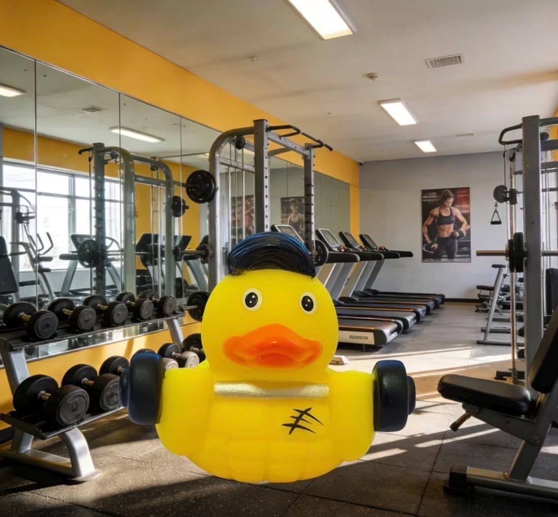 2 inch - weightlifting rubber duck – buff bodybuilder gym decor ornament (5cm)