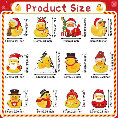 12-Piece Wooden Duck Christmas Ornaments – Festive Holiday Decorations, Rustic Tree Hanging Set