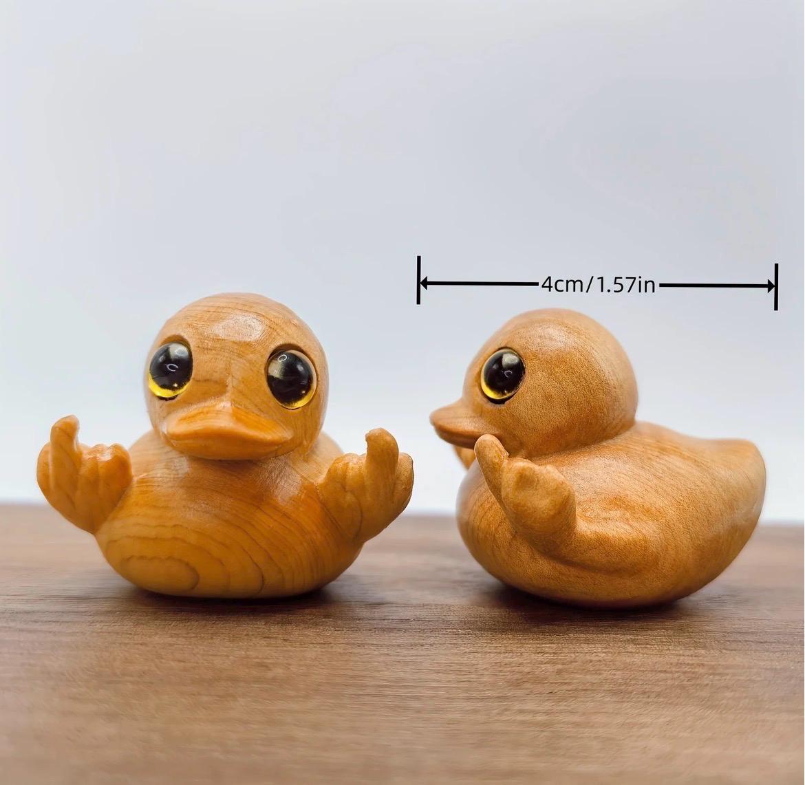 Wooden middle finger duck funny desk decor handmade duck figurine cute rude gift office shelf decor