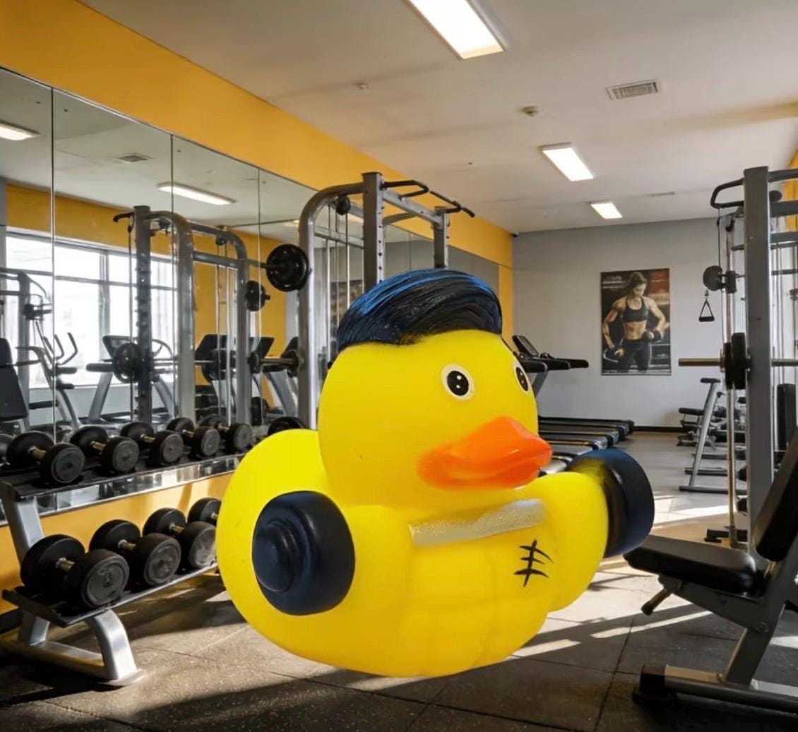 2 inch - weightlifting rubber duck – buff bodybuilder gym decor ornament (5cm)