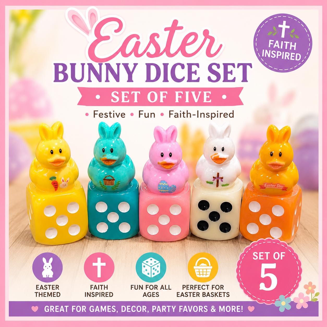 Easter Bunny Dice Set | Faith Inspired, Festive Ducks for Baskets