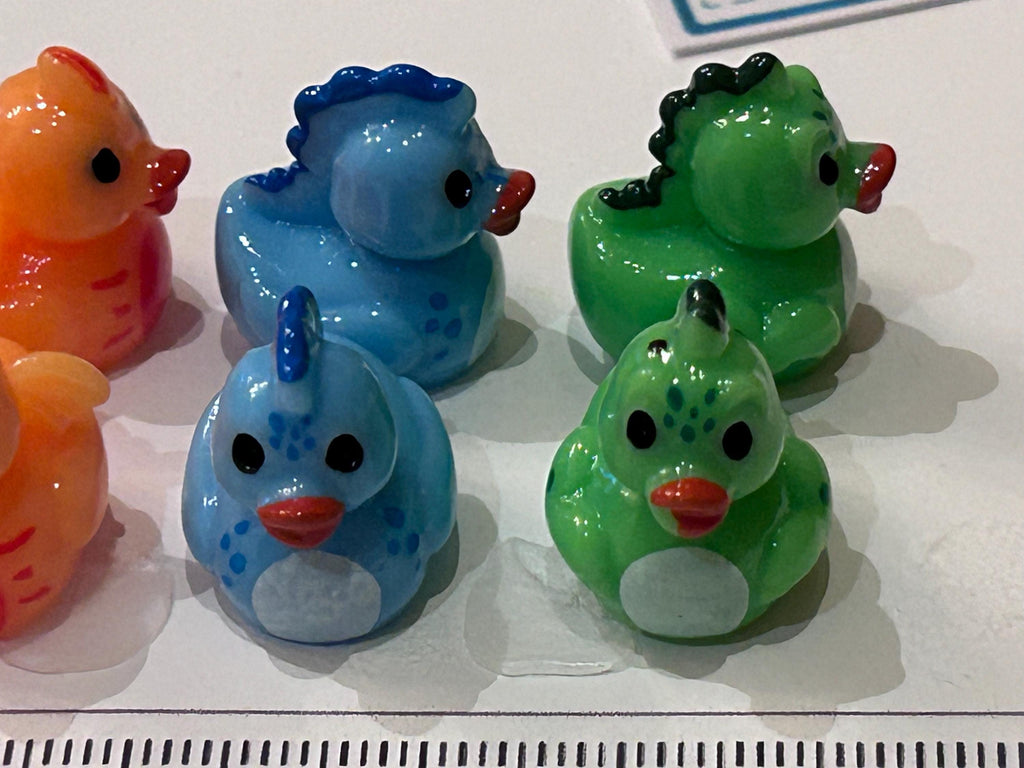 Set of 8, Dinosaur Themed Mini Resin Ducks, Magnetic or Non-Magnetic, Optional Personalized Duck Hiding Tags
