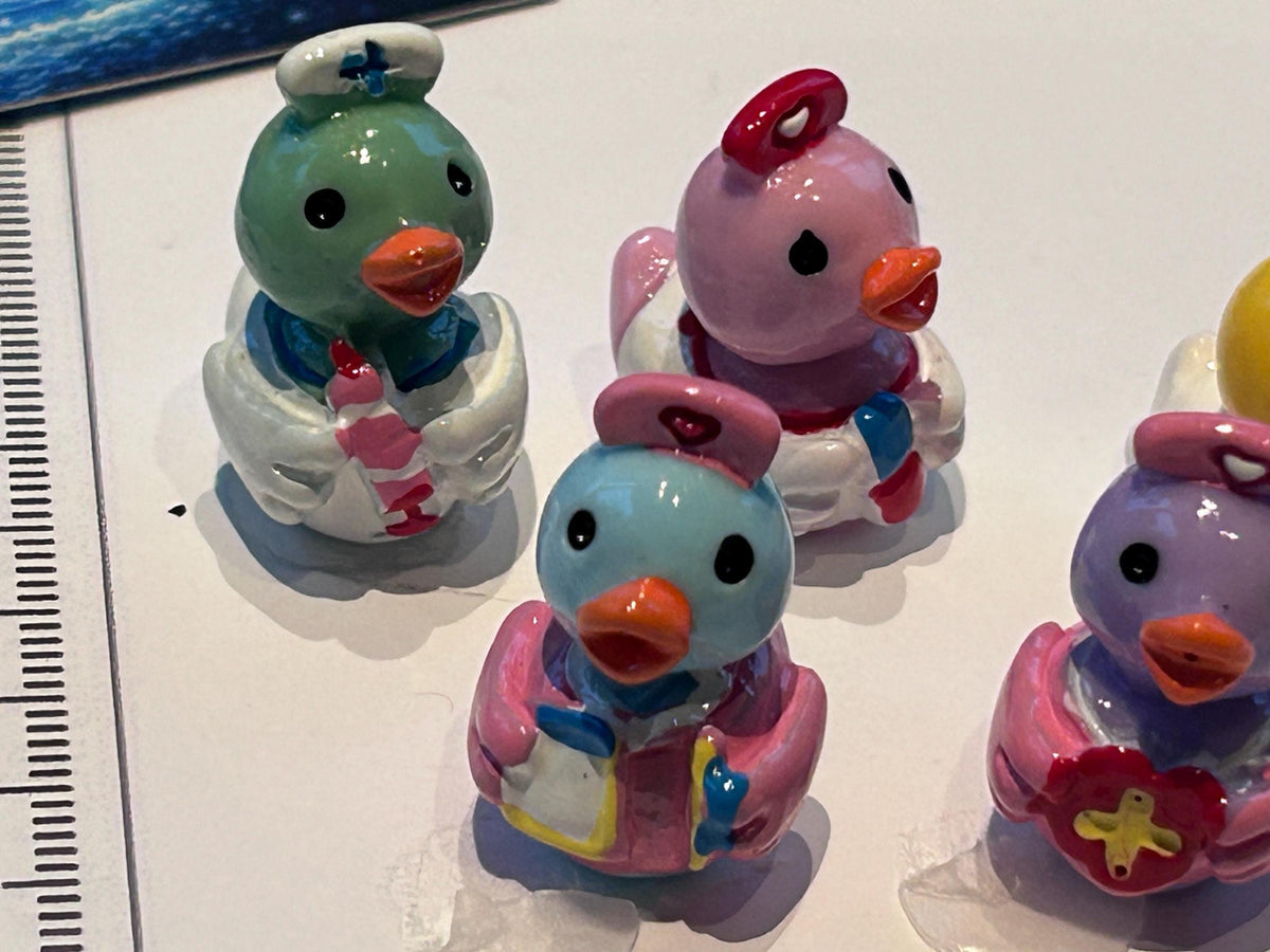 Set of 5, Nurse Themed Mini Resin Ducks, Magnetic or Non-Magnetic, Optional Personalized Duck Hiding Tags