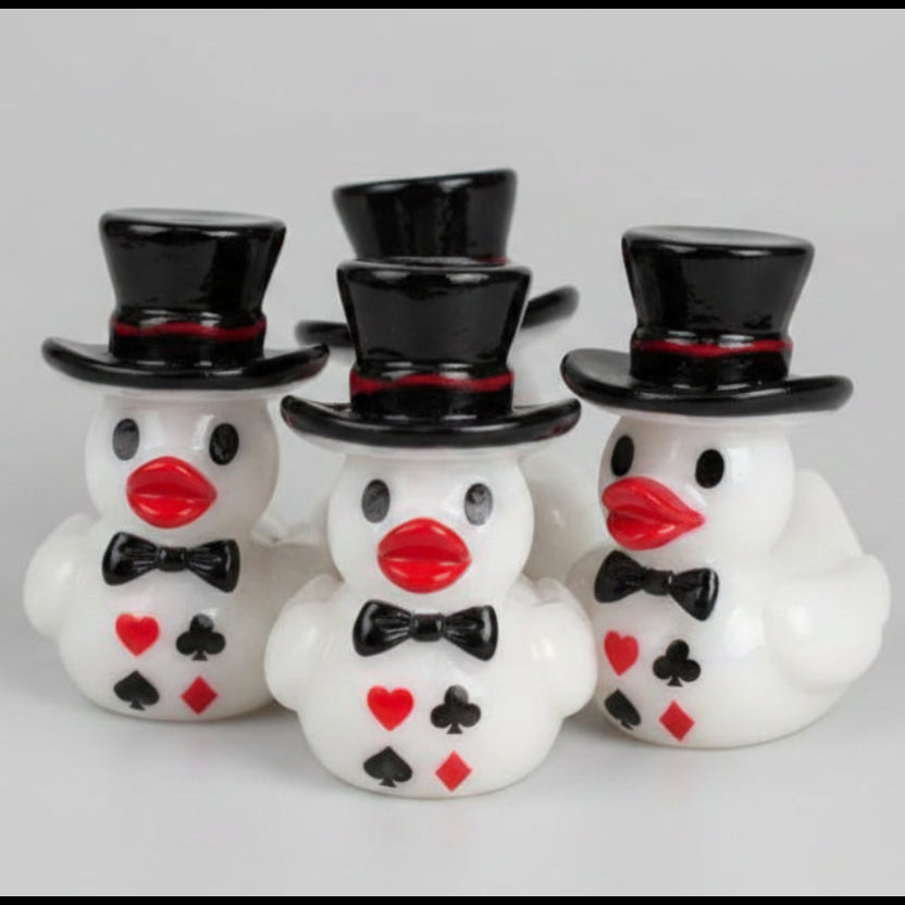 Set of 5, Casino Themed Mini Resin Ducks, Magnetic or Non-Magnetic, Optional Personalized Duck Hiding Tags
