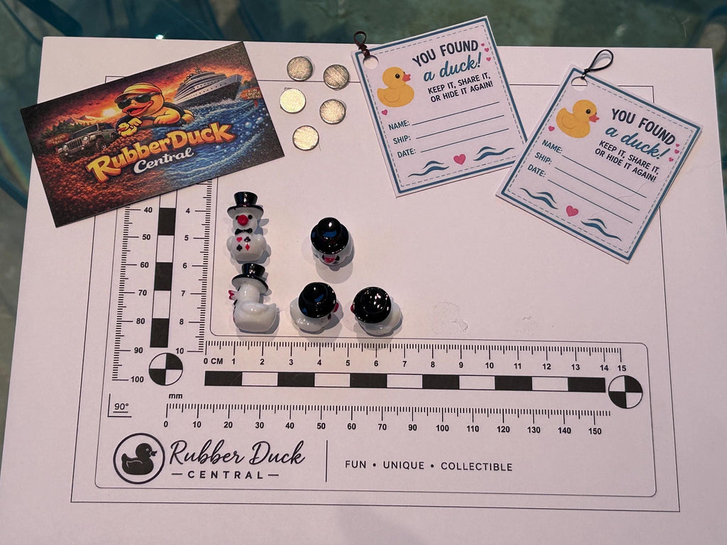 Set of 5, Casino Themed Mini Resin Ducks, Magnetic or Non-Magnetic, Optional Personalized Duck Hiding Tags